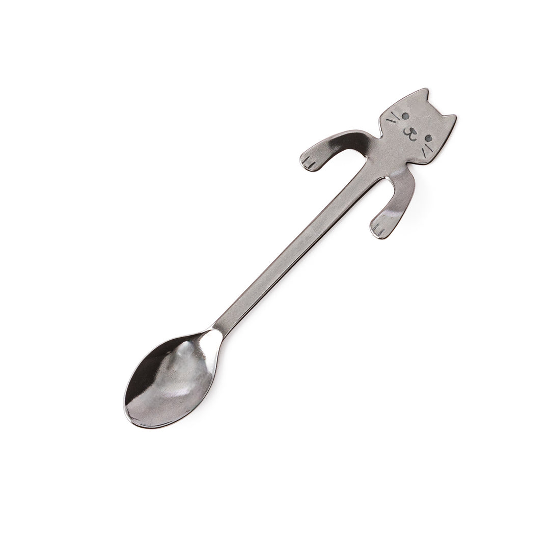 Decorative stainless steel black cat coffee spoon unique hanging paws design perfect small kitchen gift for cat lovers