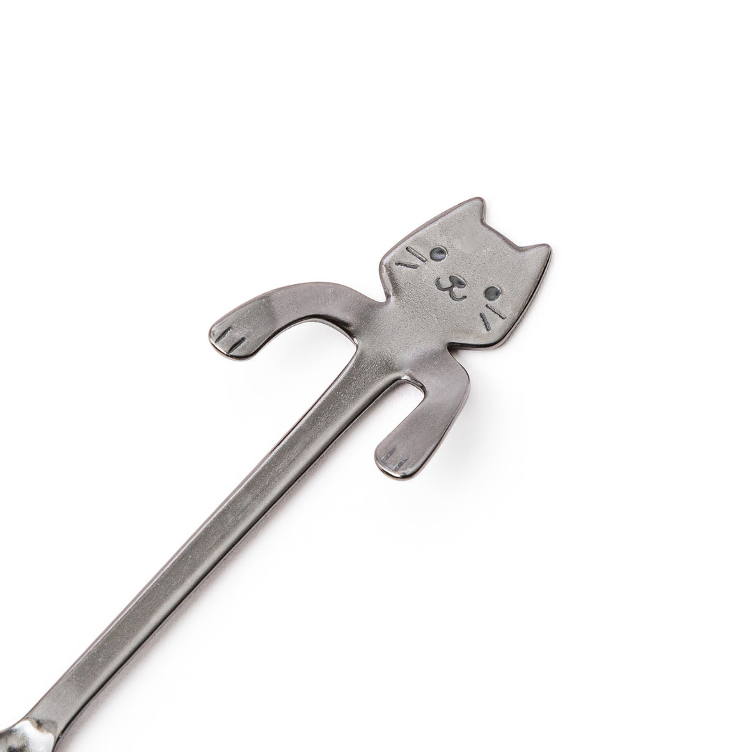 Decorative stainless steel black cat coffee spoon unique hanging paws design perfect small kitchen gift for cat lovers