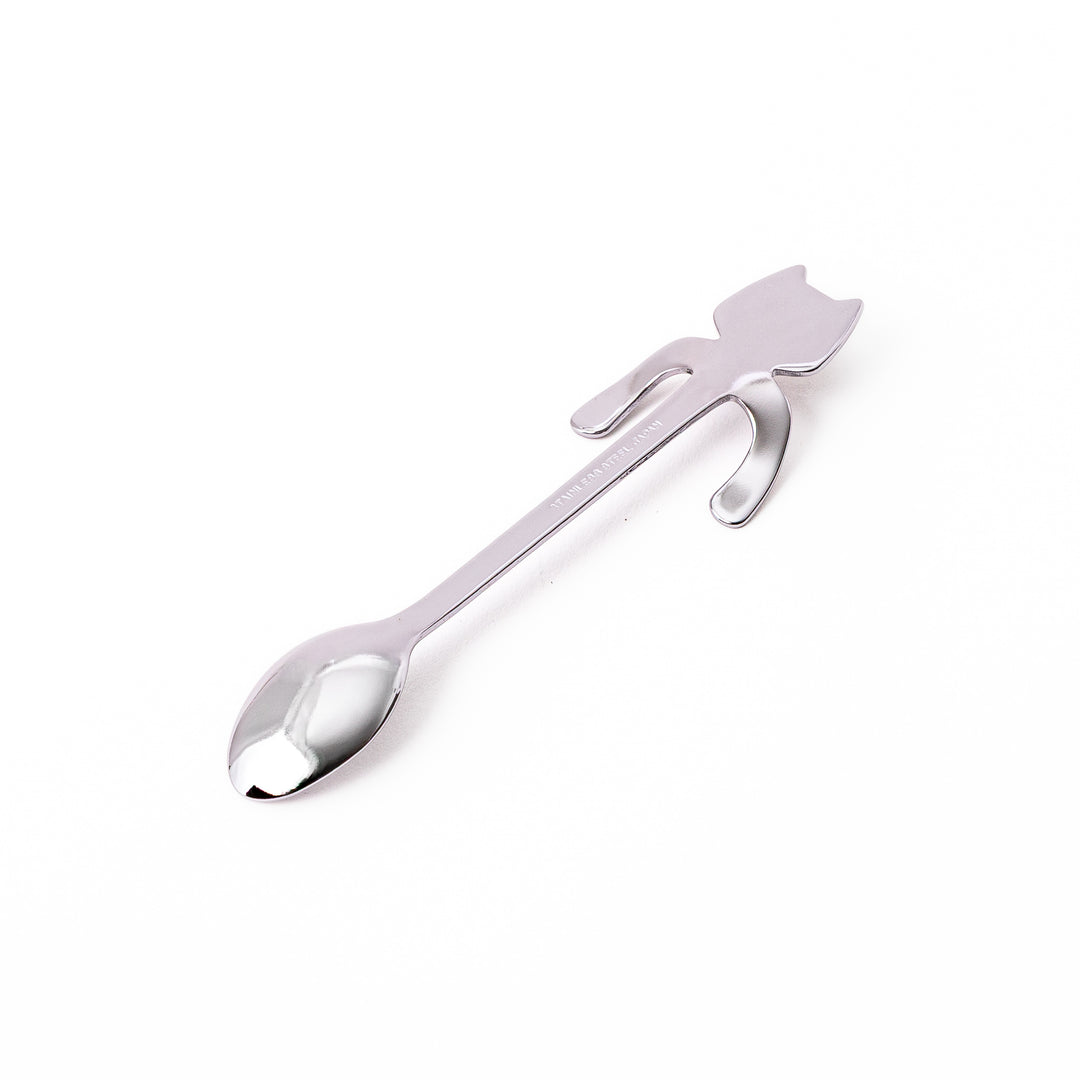 Cute stainless steel calico cat coffee spoon with unique hanging paws design decorative small teaspoon for tea lovers