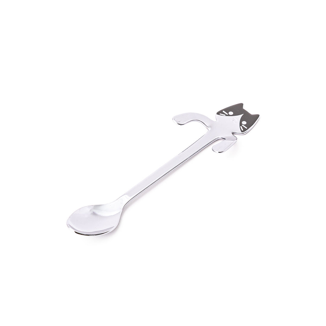 Cute stainless steel tuxedo cat coffee spoon with unique hanging paws design decorative small teaspoon for tea lovers