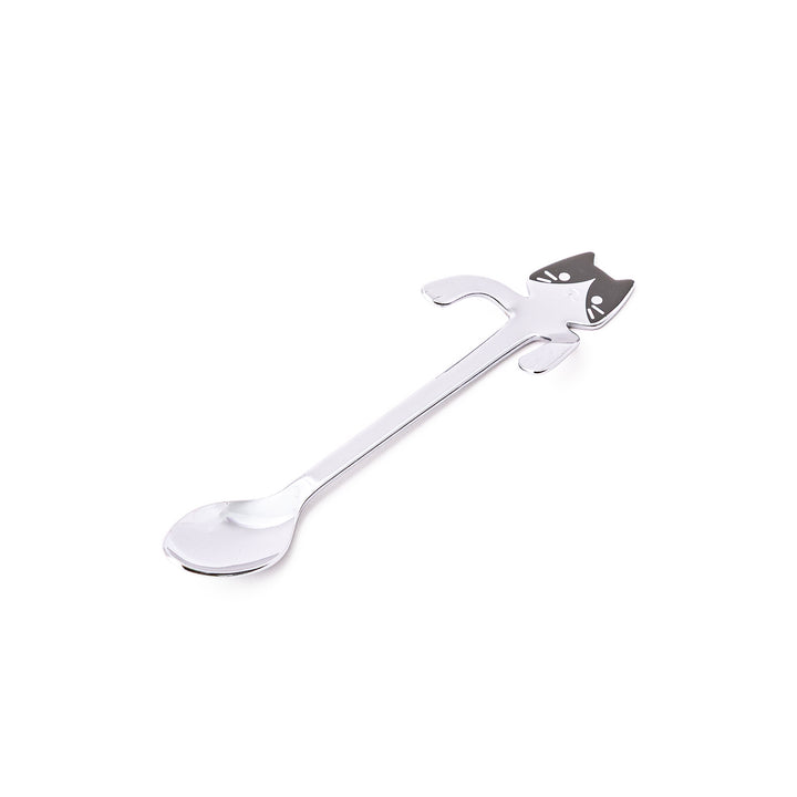 Cute stainless steel tuxedo cat coffee spoon with unique hanging paws design decorative small teaspoon for tea lovers