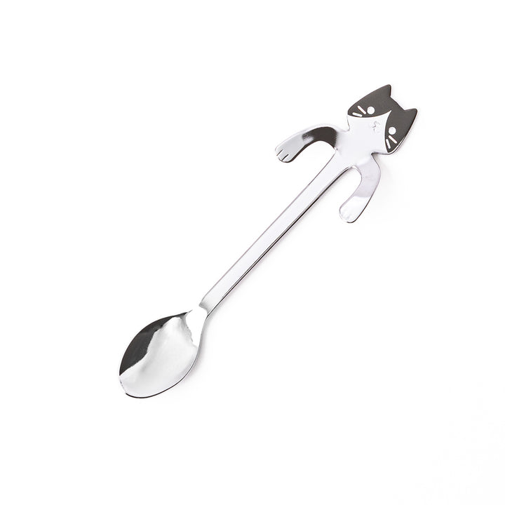 Cute stainless steel tuxedo cat coffee spoon with unique hanging paws design decorative small teaspoon for tea lovers