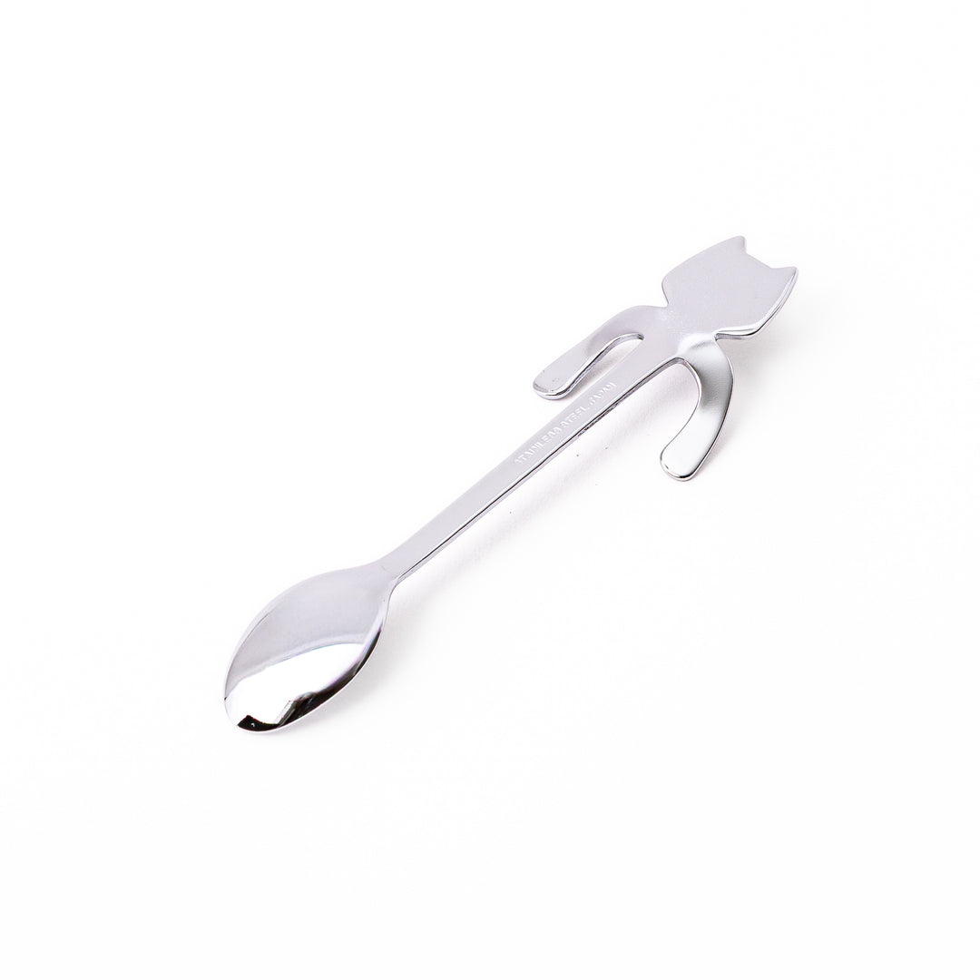 Cute stainless steel tuxedo cat coffee spoon with unique hanging paws design decorative small teaspoon for tea lovers