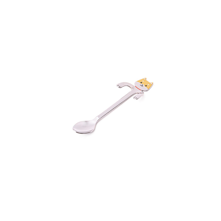 Cute stainless steel Brown Shiba Inu coffee spoon with unique hanging paws design decorative small teaspoon for dog lovers