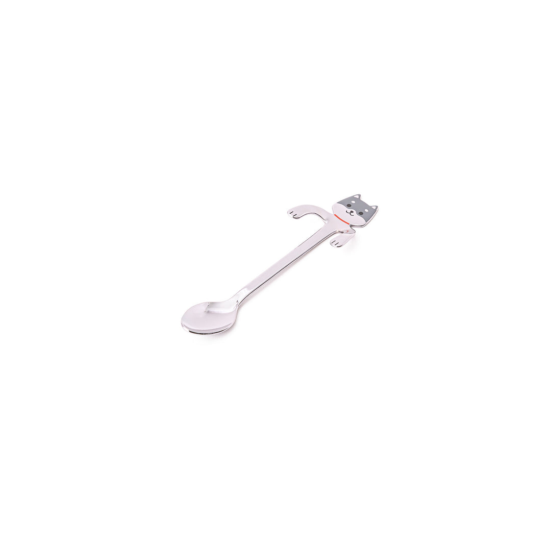 Cute stainless steel Black Shiba Inu coffee spoon with unique hanging paws design decorative small teaspoon for dog lovers