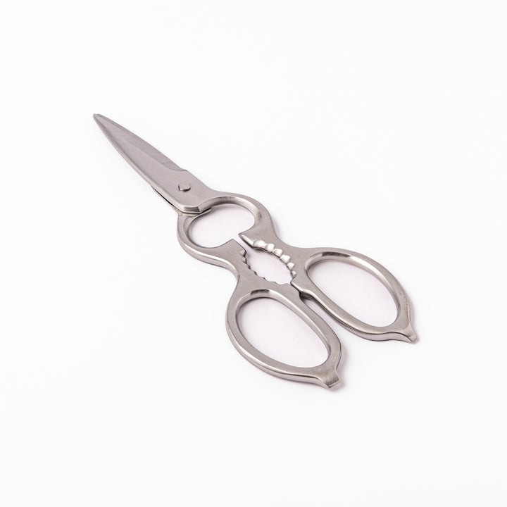 Japanese all-stainless multi-purpose kitchen shears with sharp blades and built-in grip, ideal for cutting meat, seafood, and vegetables with precision and ease.