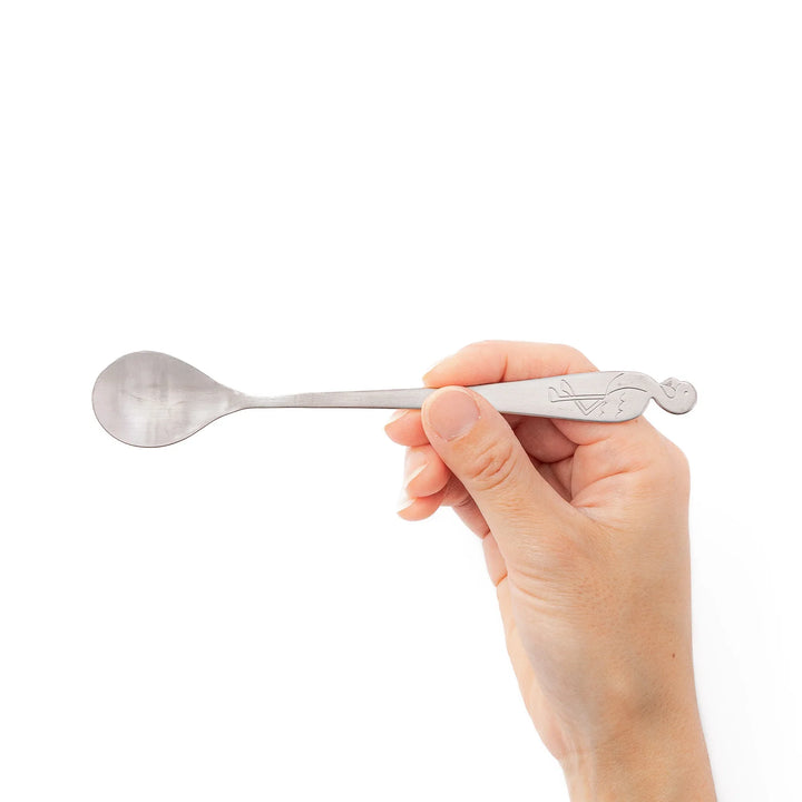 Cute Japanese kakigori spoon featuring flamingo design long handle stainless steel dessert spoon for shaved ice parfait