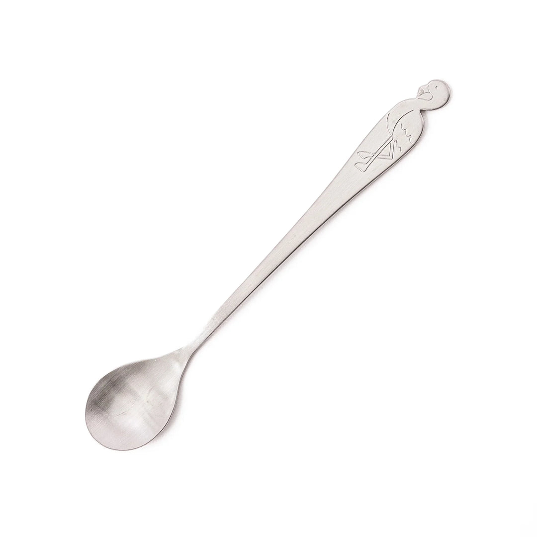 Cute Japanese kakigori spoon featuring flamingo design long handle stainless steel dessert spoon for shaved ice parfait