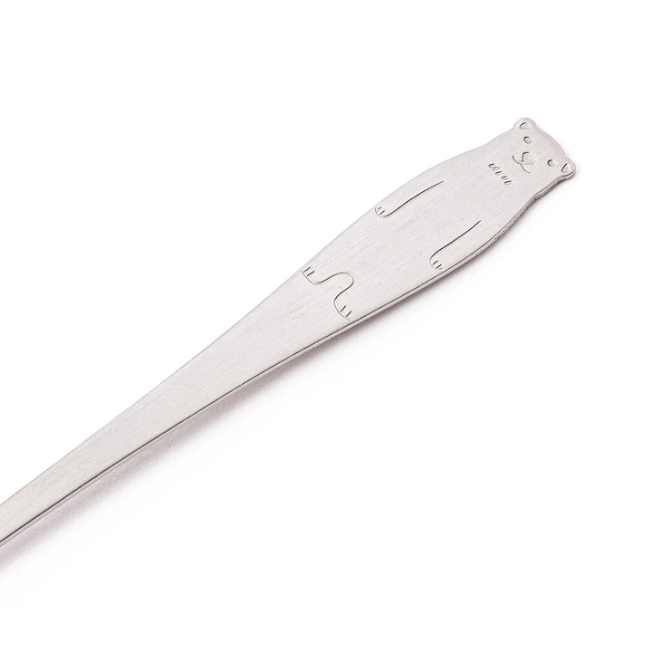Cute Japanese kakigori spoon featuring polar bear design long handle stainless steel dessert spoon for shaved ice parfait