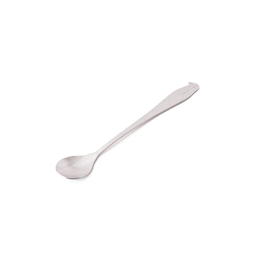 Cute Japanese kakigori spoon featuring penguin design long handle stainless steel dessert spoon for shaved ice parfait