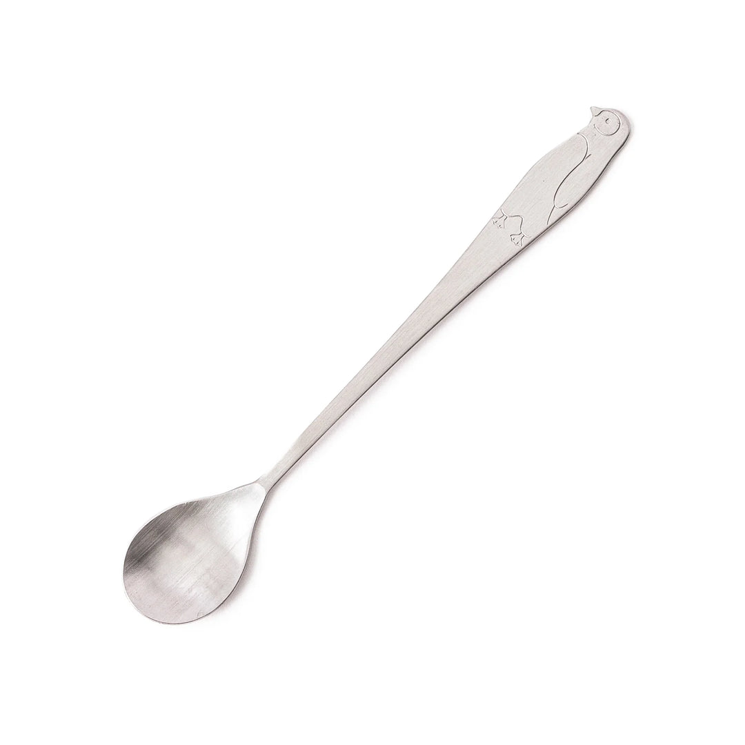 Cute Japanese kakigori spoon featuring penguin design long handle stainless steel dessert spoon for shaved ice parfait