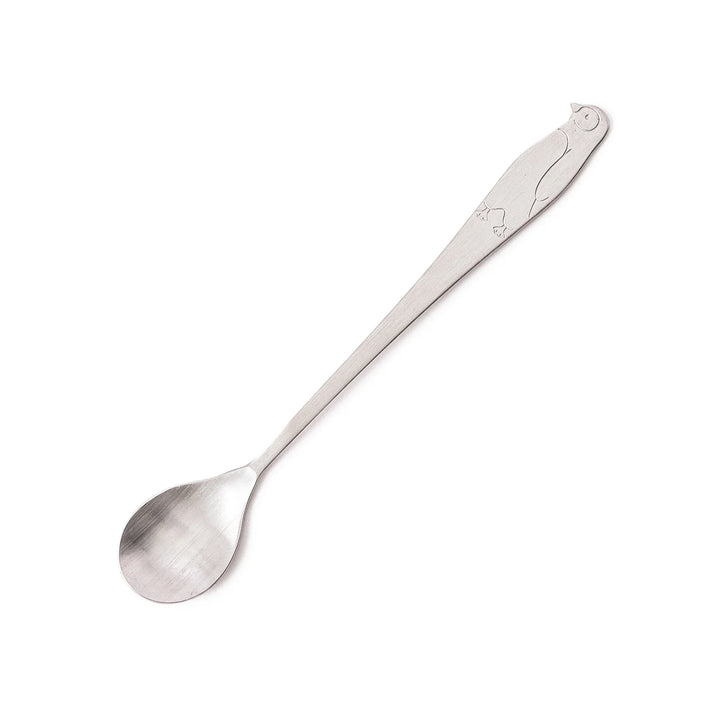 Cute Japanese kakigori spoon featuring penguin design long handle stainless steel dessert spoon for shaved ice parfait