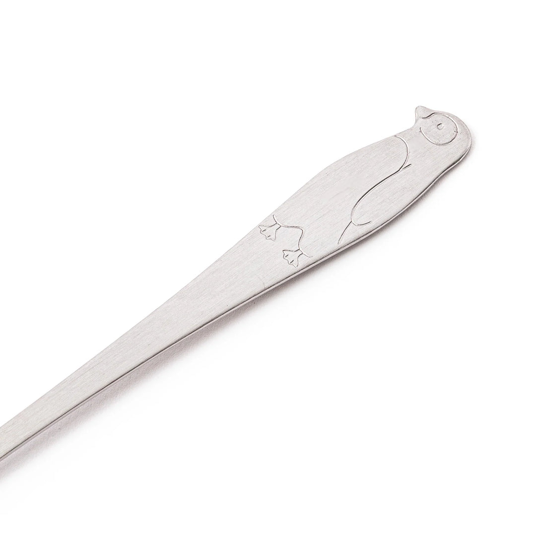 Cute Japanese kakigori spoon featuring penguin design long handle stainless steel dessert spoon for shaved ice parfait