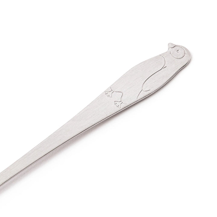 Cute Japanese kakigori spoon featuring penguin design long handle stainless steel dessert spoon for shaved ice parfait
