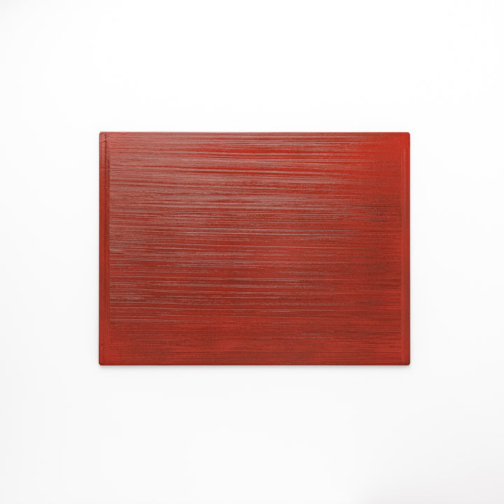 Reversible Japanese Lacquer Tray with a horizontal brush finish in red and black. A refined, versatile piece for elegant serving and everyday use.