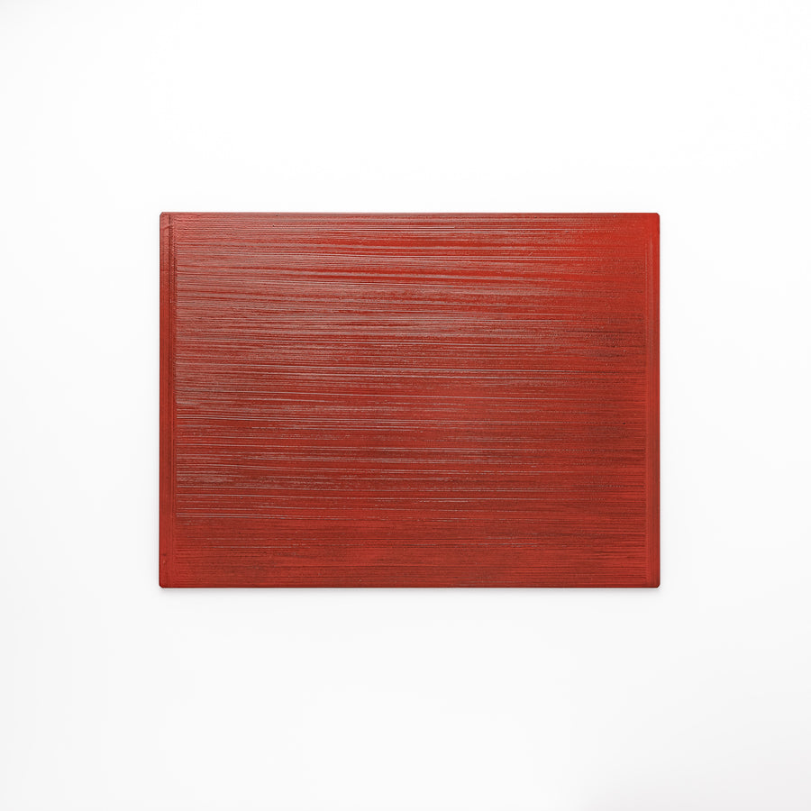 Reversible Japanese Lacquer Tray with a horizontal brush finish in red and black. A refined, versatile piece for elegant serving and everyday use.