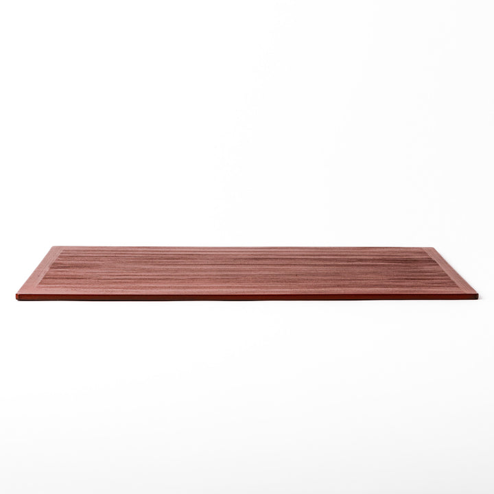 Reversible Japanese Lacquer Tray with a horizontal brush finish in red and black. A refined, versatile piece for elegant serving and everyday use.