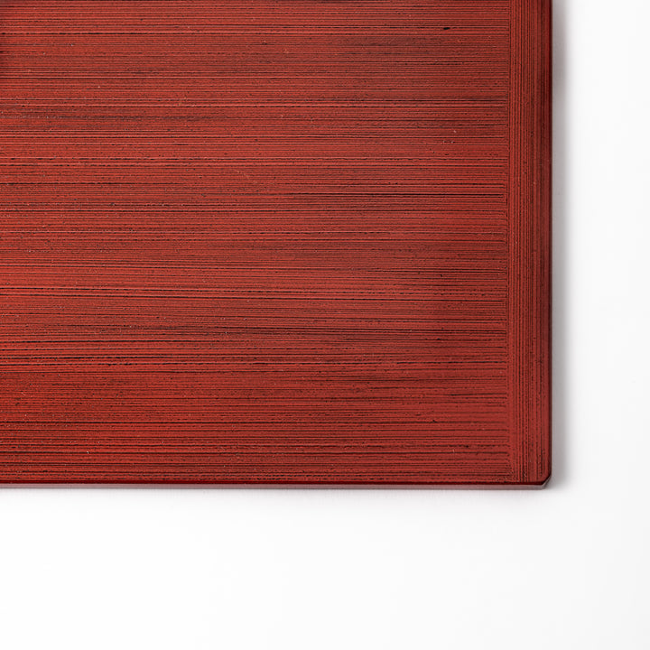 Reversible Japanese Lacquer Tray with a horizontal brush finish in red and black. A refined, versatile piece for elegant serving and everyday use.