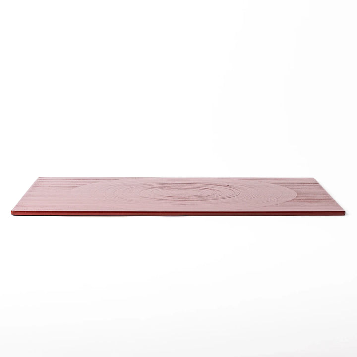 Reversible Japanese Lacquer Tray with textured circular brush design in red and black. A stylish, functional piece for modern Japanese dining.