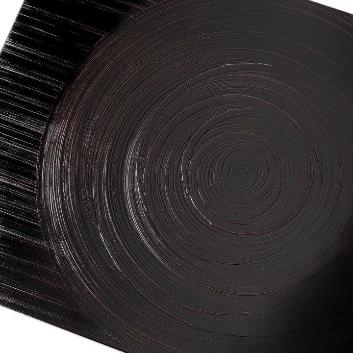 Reversible Japanese Lacquer Tray with textured circular brush design in red and black. A stylish, functional piece for modern Japanese dining.