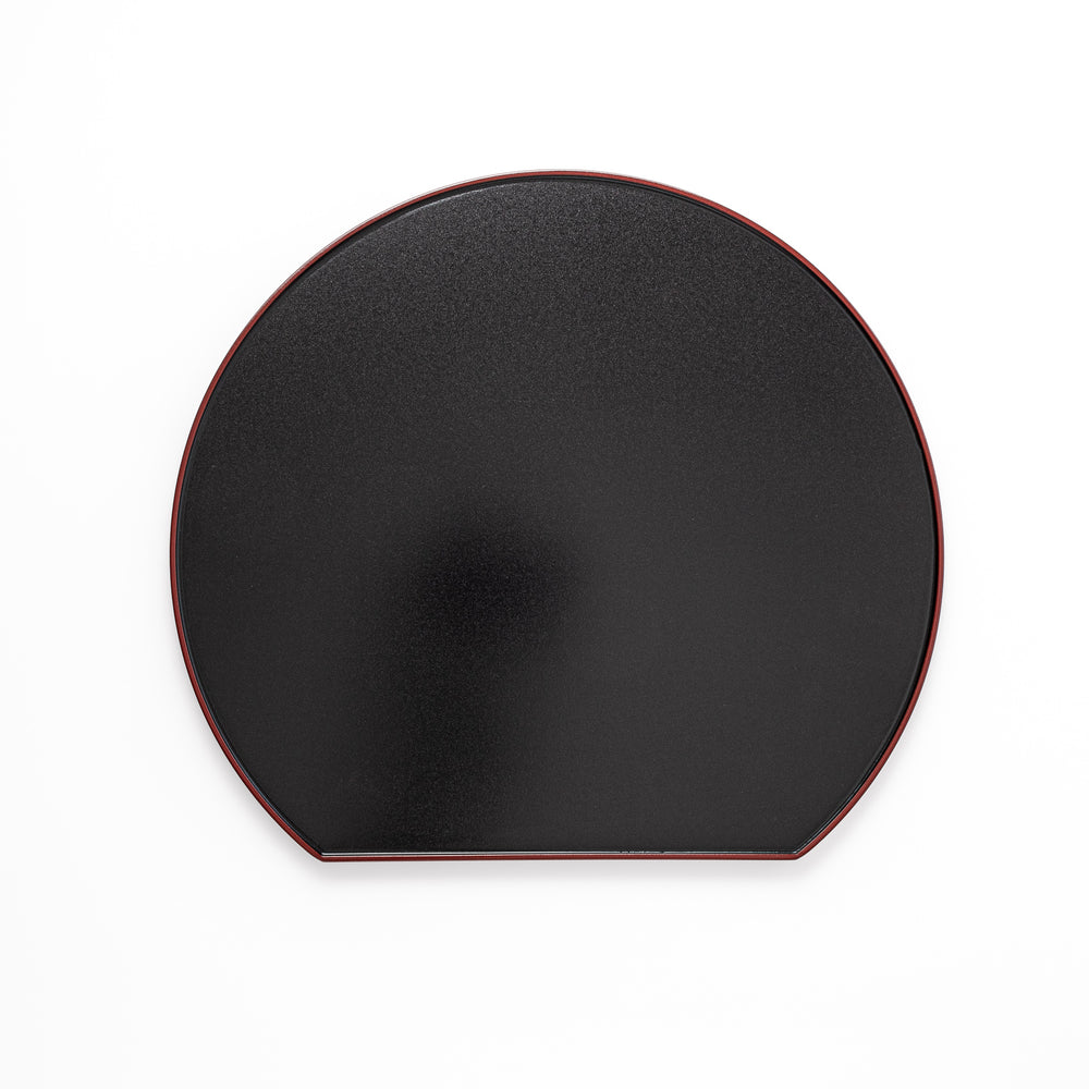 Reversible Japanese Half-Moon Lacquered Tray in red and black. A minimalist serving tray that blends form and function for modern Japanese dining.