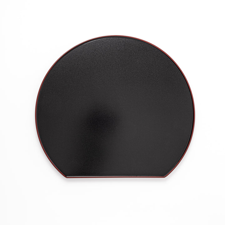 Reversible Japanese Half-Moon Lacquered Tray in red and black. A minimalist serving tray that blends form and function for modern Japanese dining.
