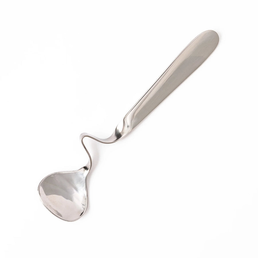 Unique Japanese honey and jam spoon with curved handle design stainless steel jar hanging ladle kitchen utility gadget