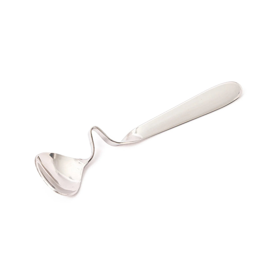 Unique Japanese honey and jam spoon with curved handle design stainless steel jar hanging ladle kitchen utility gadget
