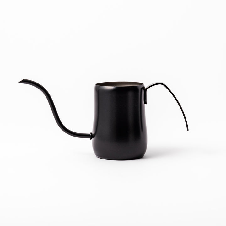 Japanese matte black precision pour kettle with a slender gooseneck spout and ergonomic handle, designed for controlled water flow in pour-over coffee brewing.