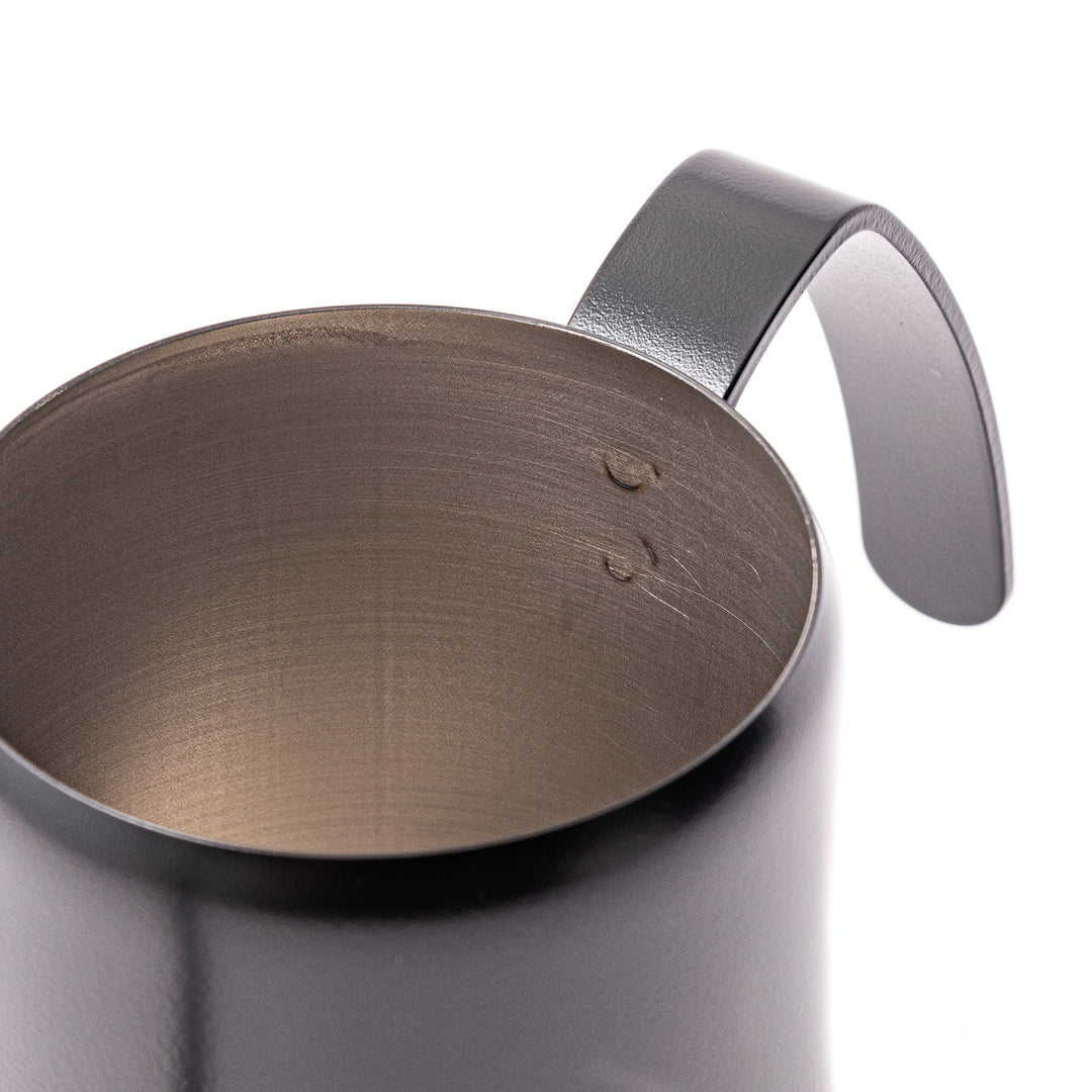 Japanese matte black precision pour kettle with a slender gooseneck spout and ergonomic handle, designed for controlled water flow in pour-over coffee brewing.