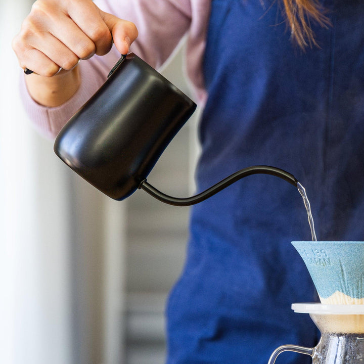 Nami from Just One Cookbook using Matte Black Precision Pour Kettle for pour over coffee