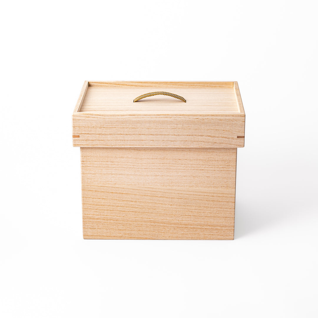 Japanese Paulownia Wood Bread Storage Box 1.5 Loaf size with lid placed on a clean white background