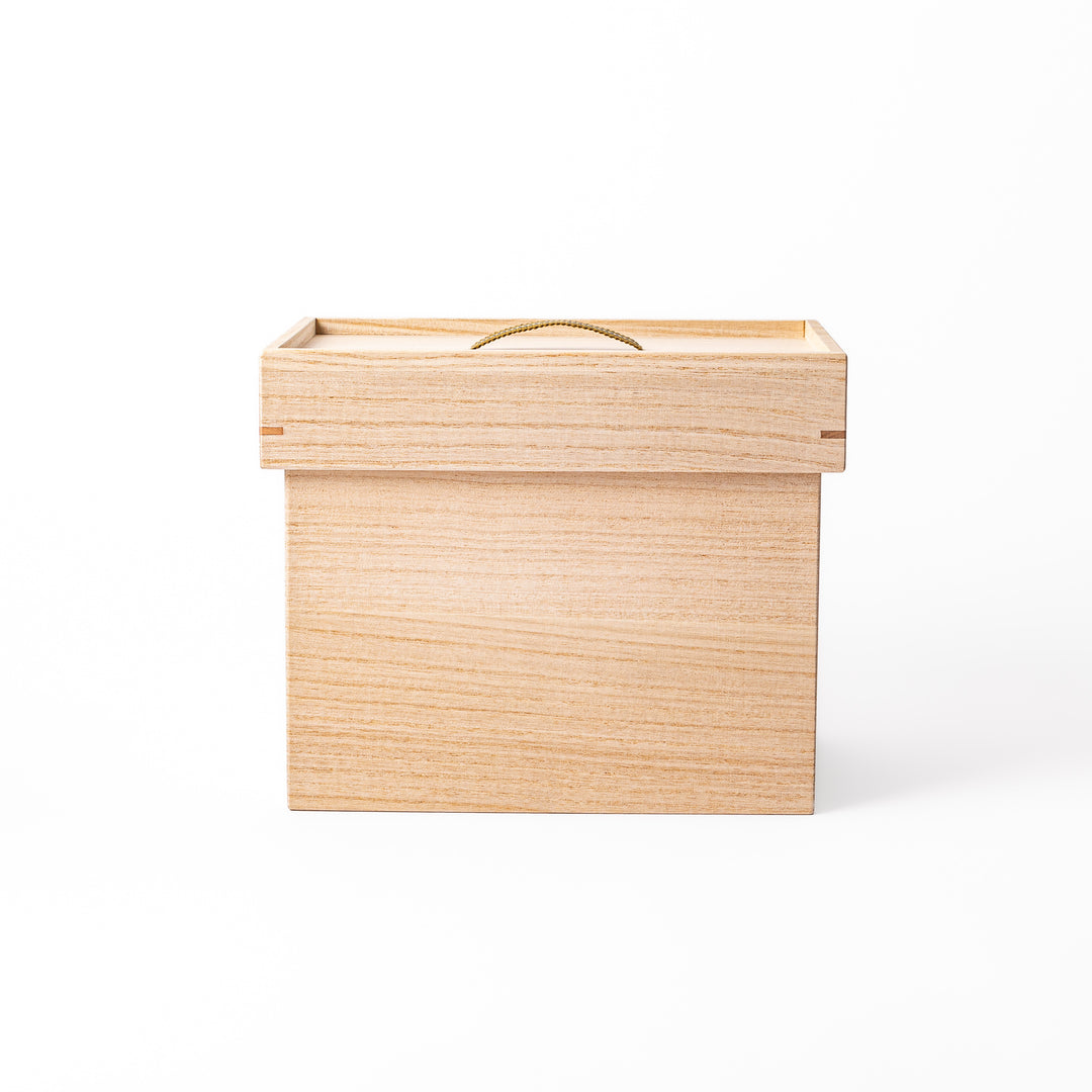 Japanese Paulownia Wood Bread Storage Box 1.5 Loaf size with lid placed on a clean white background