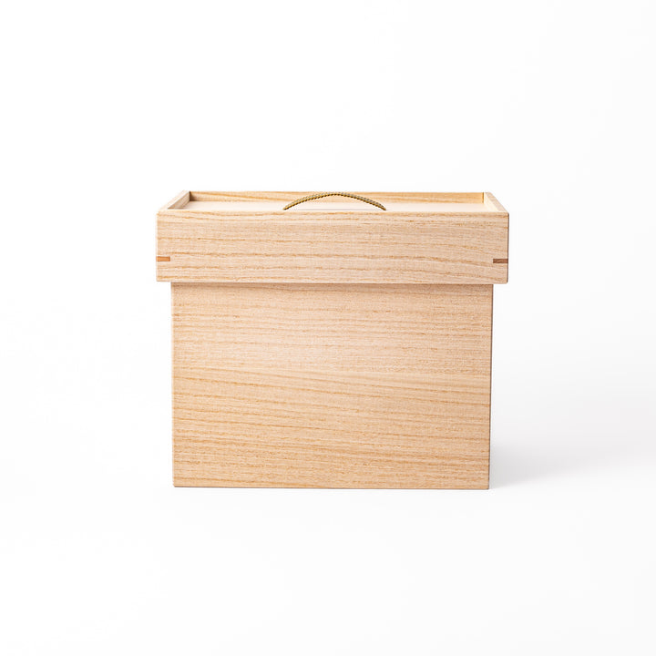 Japanese Paulownia Wood Bread Storage Box 1.5 Loaf size with lid placed on a clean white background