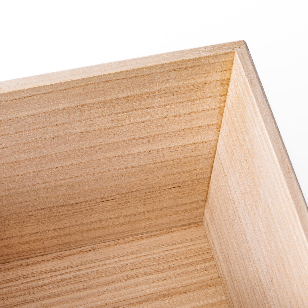 Japanese Paulownia Wood Bread Storage Box 1.5 Loaf size with lid placed on a clean white background