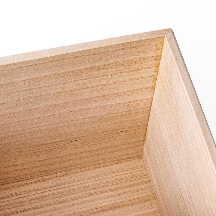 Japanese Paulownia Wood Bread Storage Box 1.5 Loaf size with lid placed on a clean white background
