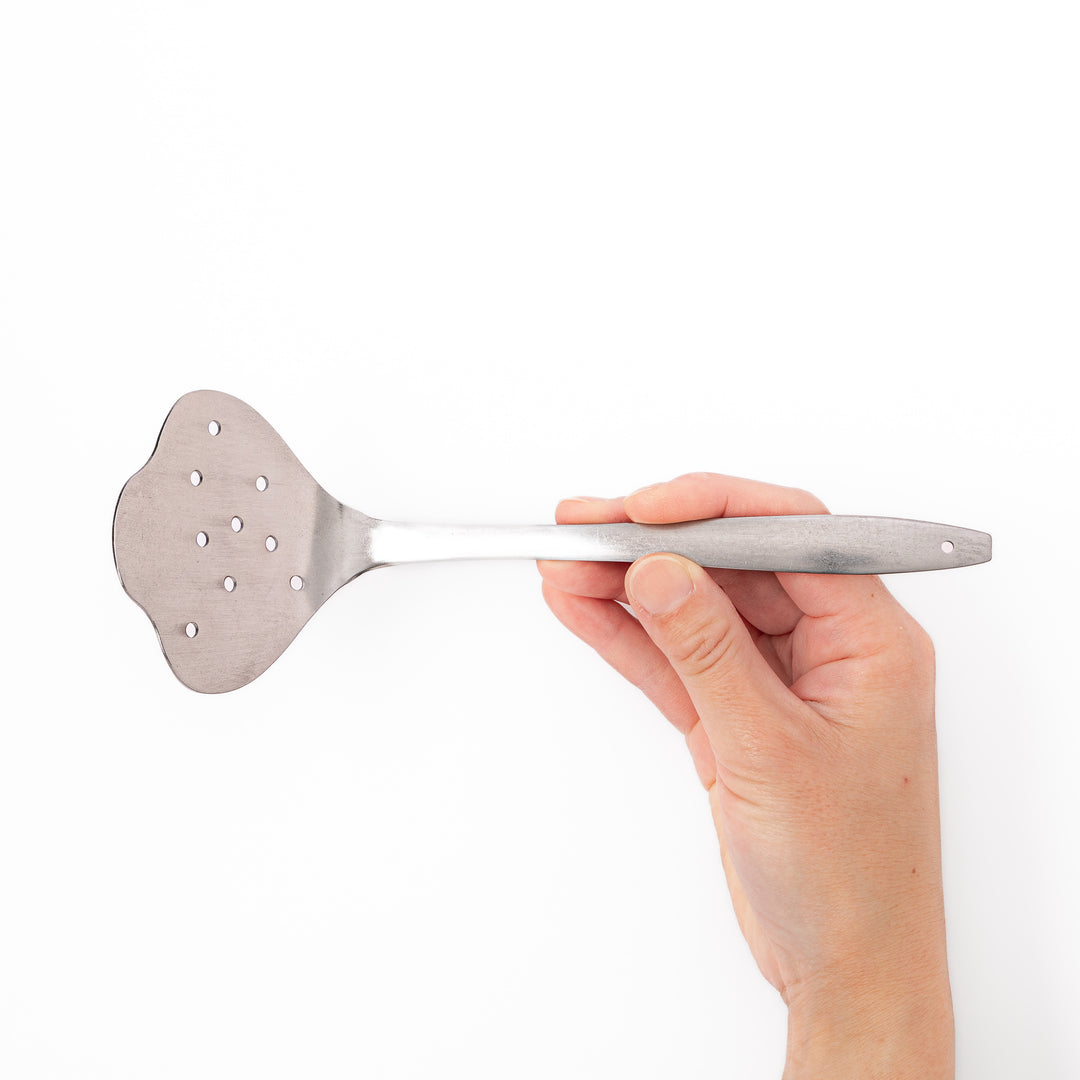 Authentic Japanese tofu scoop with perforated holes high quality stainless steel skimmer ladle for Yudofu hot pot