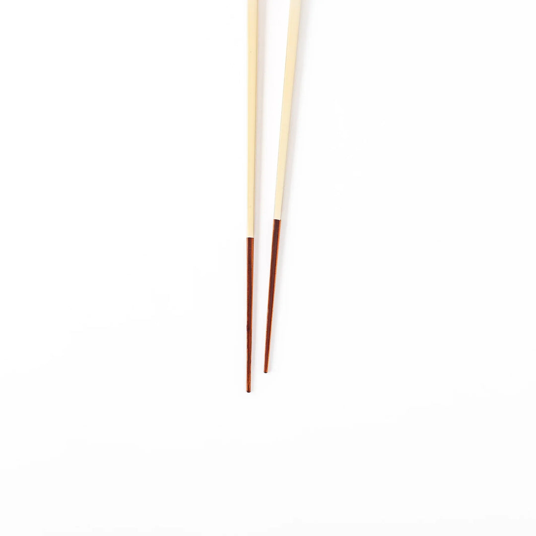 Pair of natural white Japanese traditional color bamboo chopsticks with fine tips for an elegant and precise dining experience
