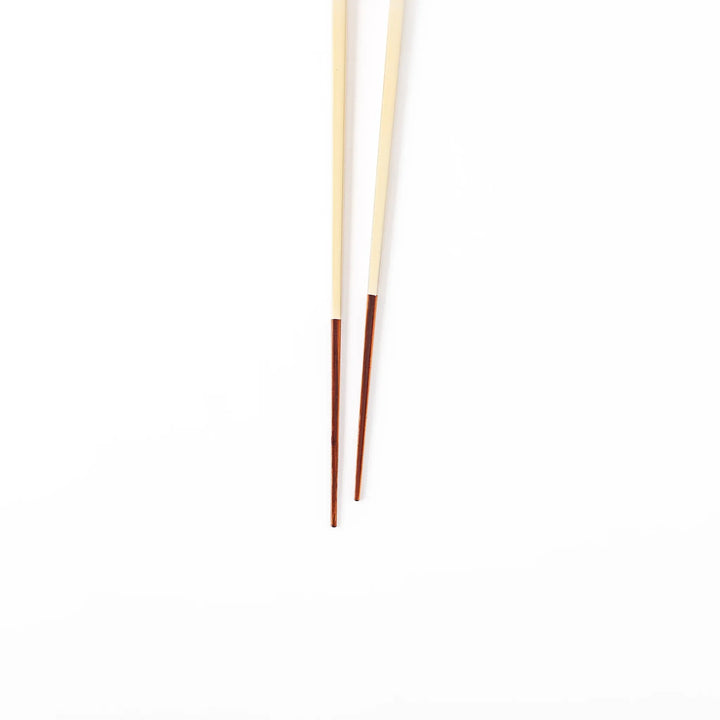 Pair of natural white Japanese traditional color bamboo chopsticks with fine tips for an elegant and precise dining experience
