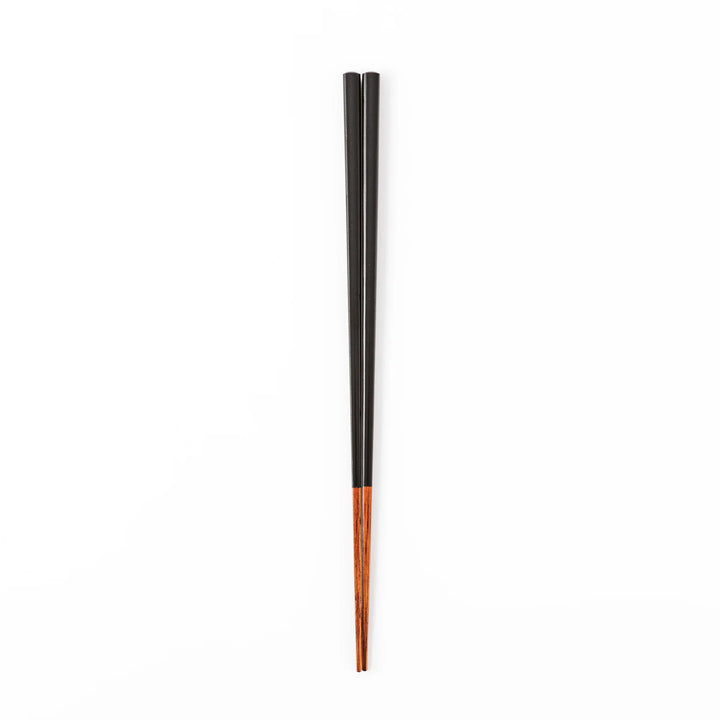 Pair of lacquer black Japanese traditional color bamboo chopsticks with fine tips for an elegant and precise dining experience