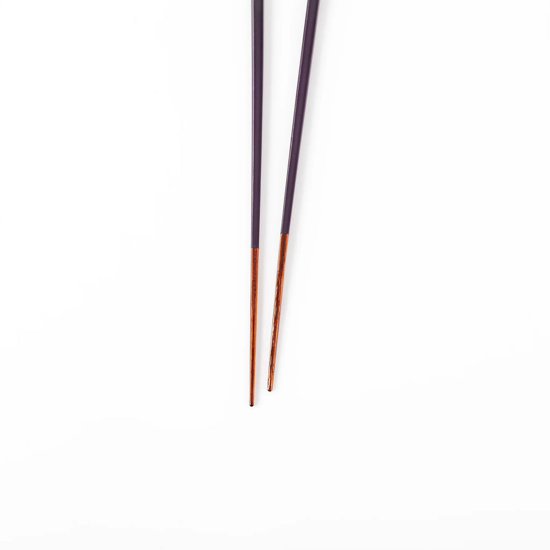 Pair of eggplant purple Japanese traditional color bamboo chopsticks with fine tips for an elegant and precise dining experience