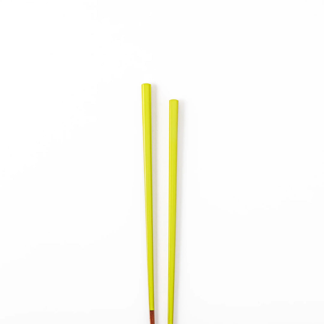 Pair of fresh leaf green Japanese traditional color bamboo chopsticks with fine tips for an elegant and precise dining experience