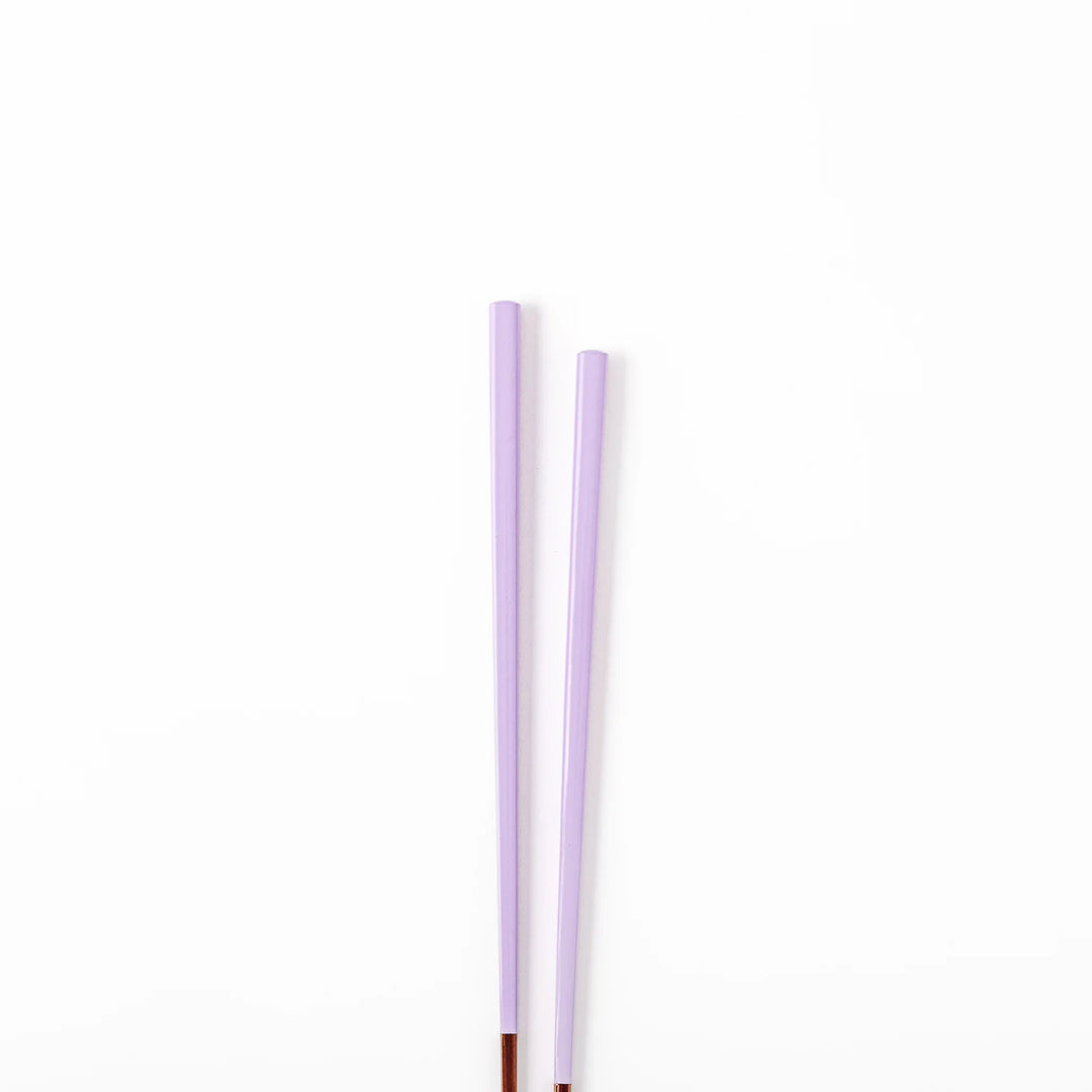 Pair of wisteria purple Japanese traditional color bamboo chopsticks with fine tips for an elegant and precise dining experience