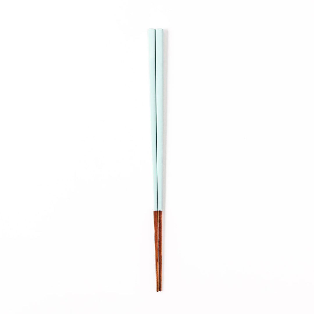 Pair of misty blue Japanese traditional color bamboo chopsticks with fine tips for an elegant and precise dining experience