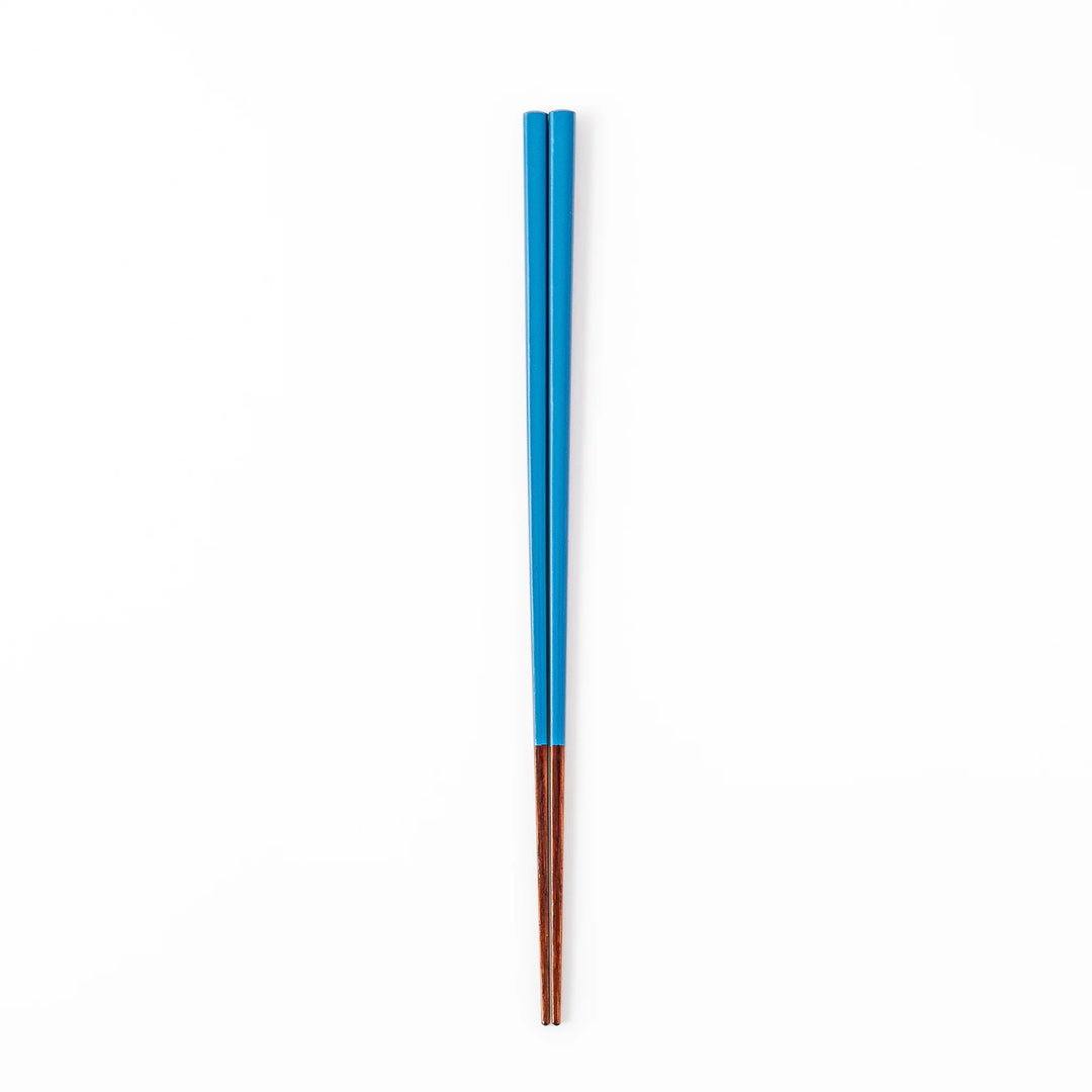 Pair of azure blue Japanese traditional color bamboo chopsticks with fine tips for an elegant and precise dining experience