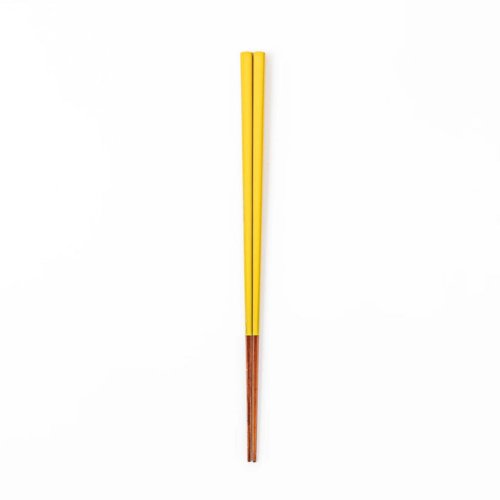 Pair of golden yellow Japanese traditional color bamboo chopsticks with fine tips for an elegant and precise dining experience