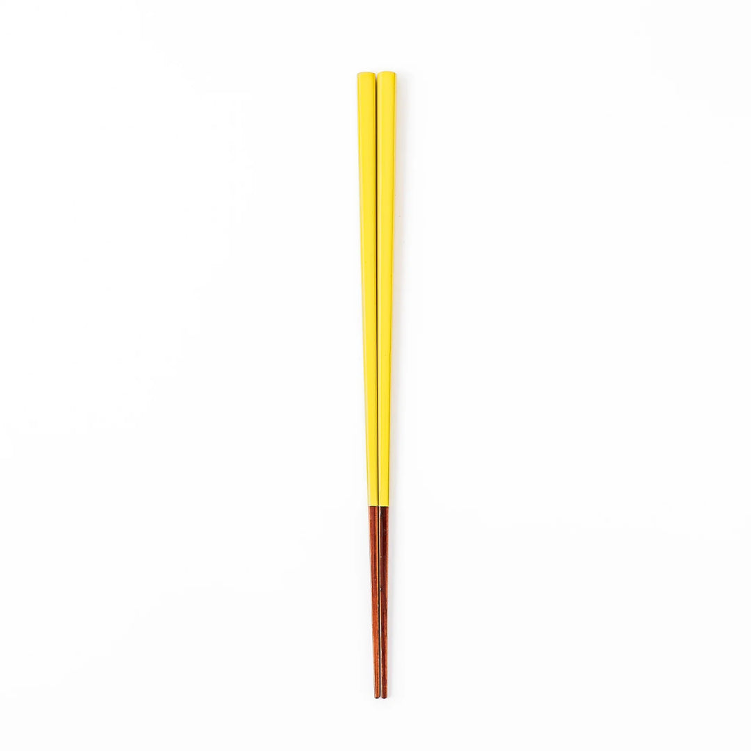 Pair of dandelion yellow Japanese traditional color bamboo chopsticks with fine tips for precise and elegant dining