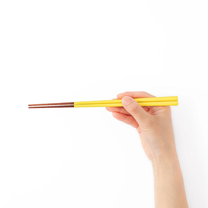 Pair of dandelion yellow Japanese traditional color bamboo chopsticks with fine tips for precise and elegant dining