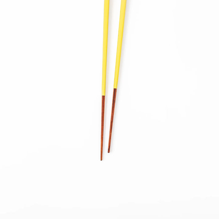Pair of dandelion yellow Japanese traditional color bamboo chopsticks with fine tips for precise and elegant dining