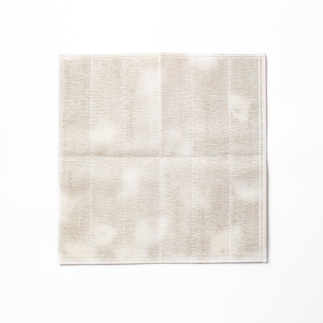 Kyoto Yuzen dyed Kaya cotton kitchen cloth featuring a mustard yellow background with colorful Japanese folding fan patterns